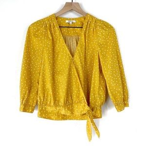 Madewell gold star print wrap top XL